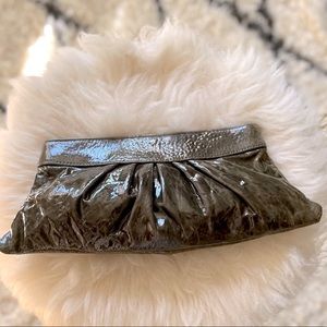 Lauren Merkin grayish-green patent leather clutch